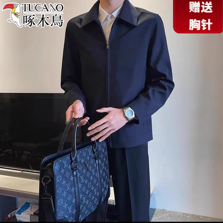TUCANO/啄木鳥高端行政夹克男秋冬季中青年商务休闲外套中年翻领