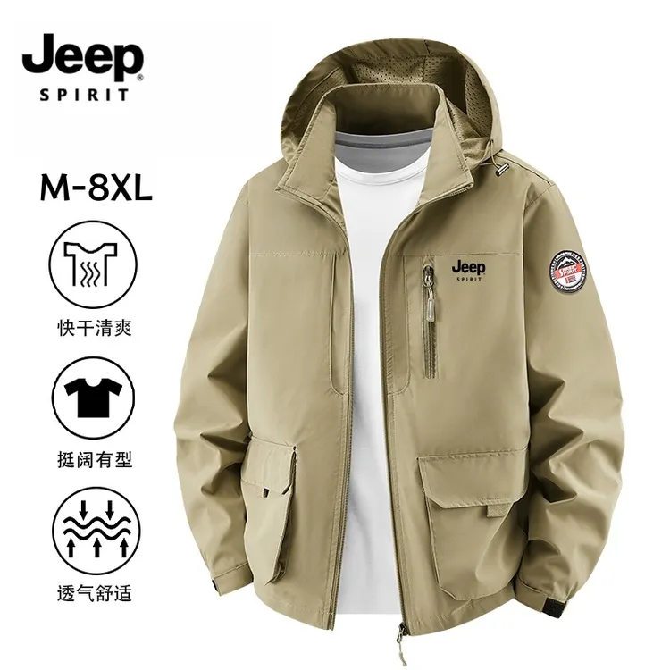 JEEPSPIRIT吉普2026年春季新款男士工装夹克外套多口袋大码外套