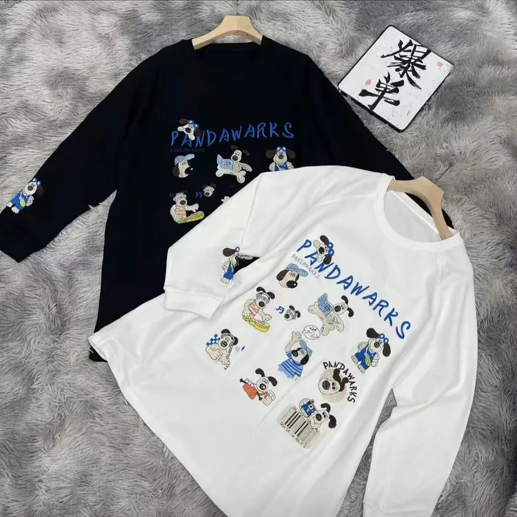 大码女装秋冬新款重工时尚潮流小狗刺绣卫衣3068