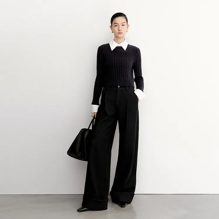 【上衣】【商场同款新品】艾诺丝雅诗 拼接撞色时尚毛衫 AR803015