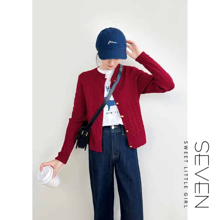 绞花毛衣⑧七七146小个子针织开衫外套女早秋新款老钱风毛衣小美说