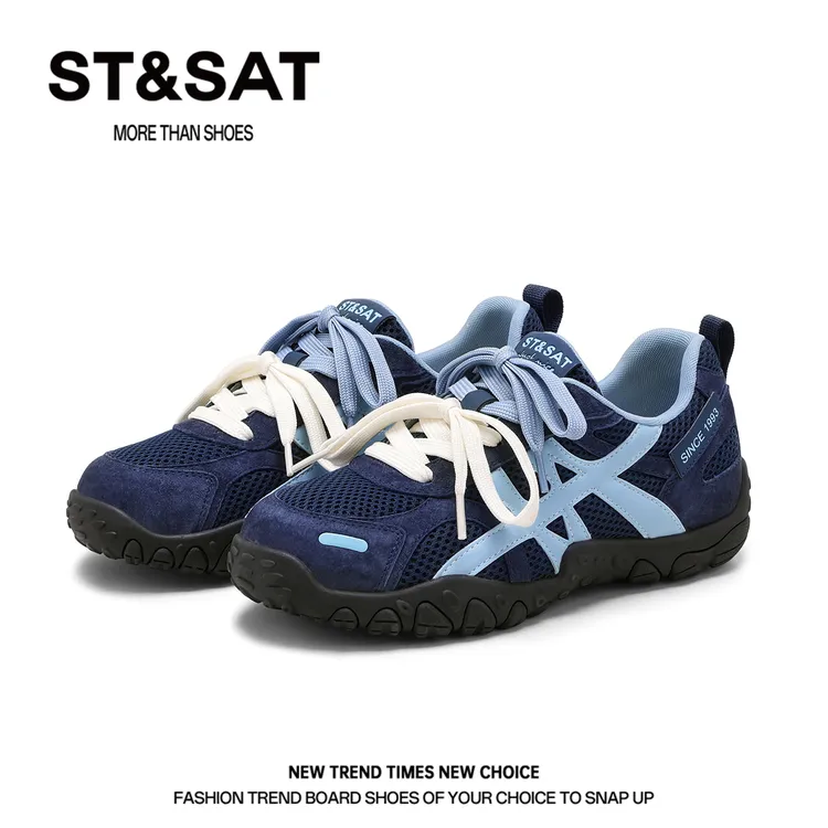 星期六高颜值蓝色德训鞋女款2025冬季新款运动鞋软弹内增高休闲鞋