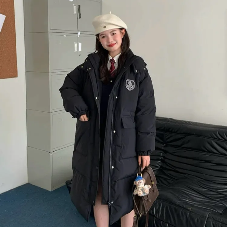 东京岁时记长款纯色羽绒服藤野高冬季90白鸭绒保暖学院风外套