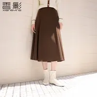 R85W884半身裙 香影赫本风焦糖色半身裙女冬季新款伞裙高腰通法式