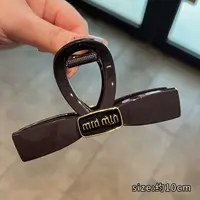 巧克力色蝴蝶结抓夹年新款高级感鲨鱼夹复古后脑勺发夹头饰2526