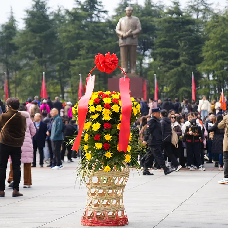 韶山之旅伟人广场定制菊花花篮装饰品仪式感摆件（赠送像章一枚）