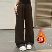 2025时尚秋冬新款设计感垂感宽松四粒扣口袋松紧腰卫裤女士休闲裤