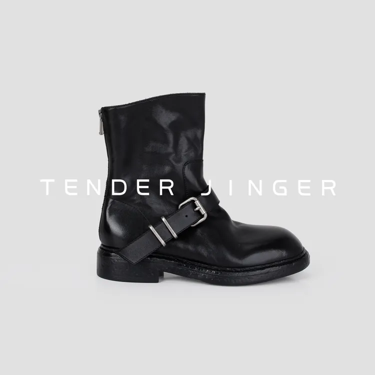 Tender Jinger｜线下专供 水洗复古低跟金属扣短靴 M251003
