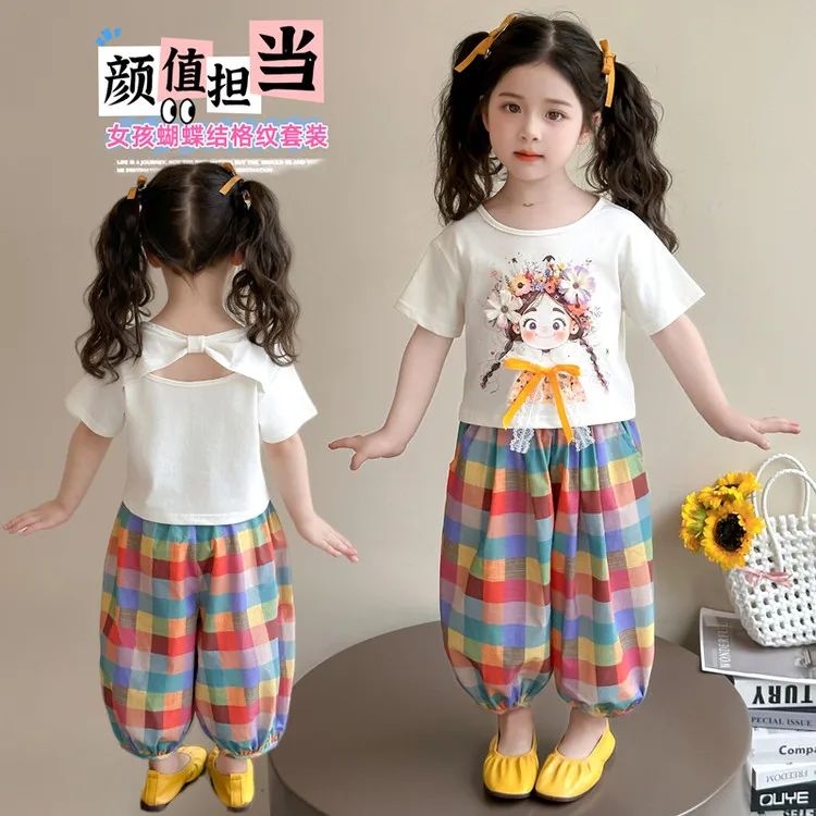 女童装2025新款洋气薄款宽松运动度假韩版爆款休闲套装潮款夏天