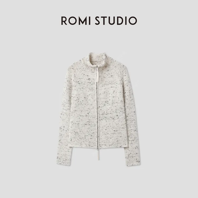 ROMI STUDIO"休闲随性"细腻美丽诺羊毛立领插肩袖外套 RWCAW65419