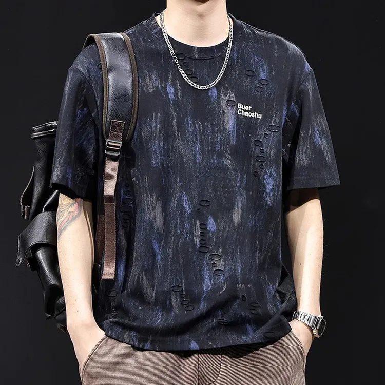 GTRT潮流新款男士夏季短袖T恤宽松版型几何图案印花休闲百搭舒适