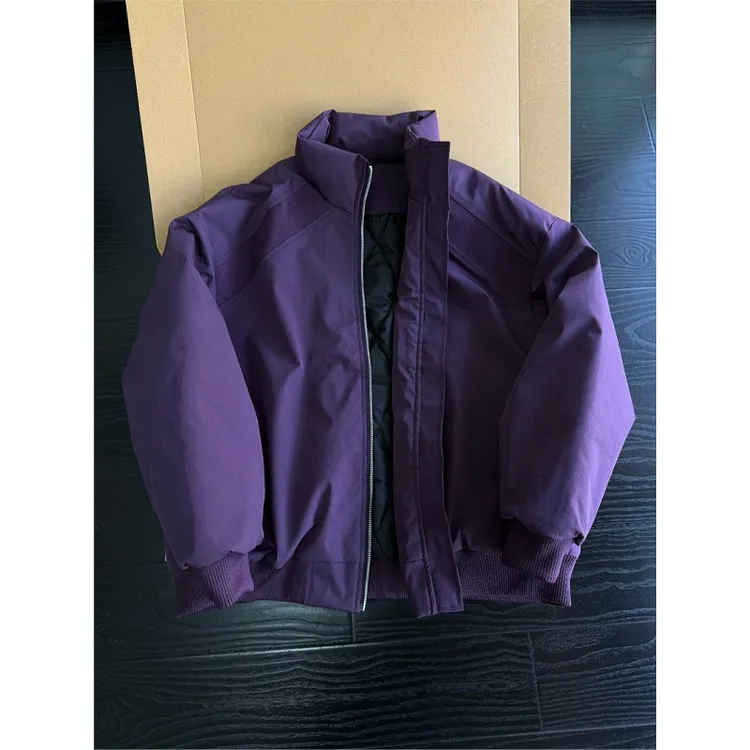 乌梅紫色bomber斜切棉服男冬季加厚夹棉clenfit棉衣高级感棒球服