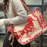 95新 LOEWE/罗意威 【蕾】77 0142 渡渡鸟孔雀绝版毛呢刺绣托特包