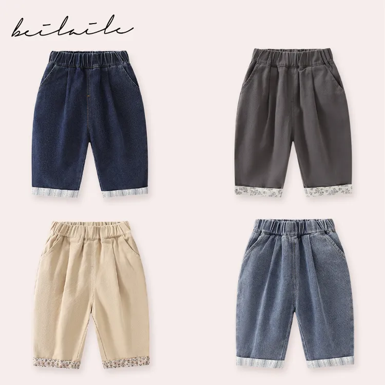 【棉 磨毛水洗牛仔裤 小洛妈咪】女童秋牛仔裤新款儿童翻脚口裤G25