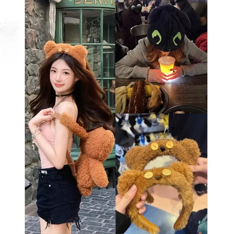 环球影城tim熊发箍可爱tim熊双肩包女无牙仔帽子搞怪卡通百搭发饰