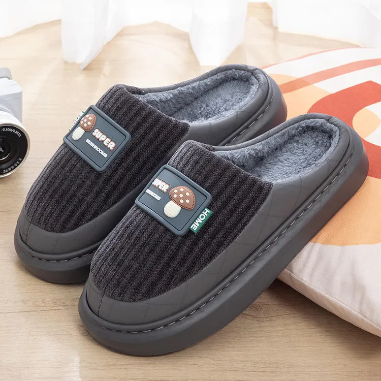 【酷酷正品】男士居家棉拖鞋加绒加厚保暖防滑鞋底