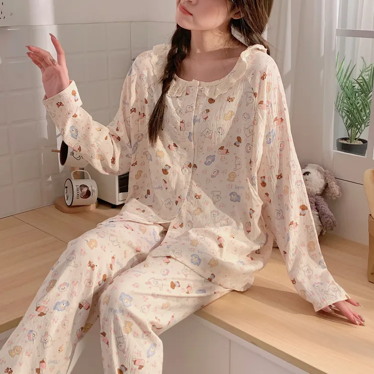 春夏季薄款带胸垫孕妇睡衣纯棉月子服和服哺乳怀孕期睡衣产后7月8