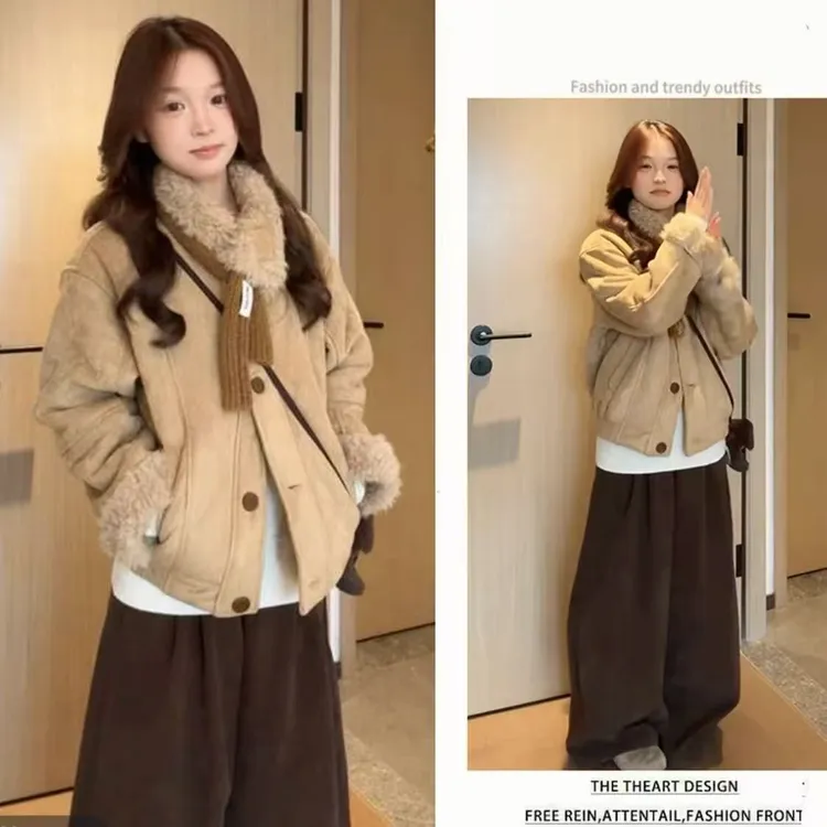 人造皮草 【冬日暖咖】松弛周末/高级感环保毛毛外套