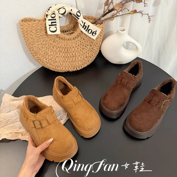 厚底勃肯鞋女款2025新款冬季爆款加绒加厚保暖乐福雪地棉鞋子女鞋