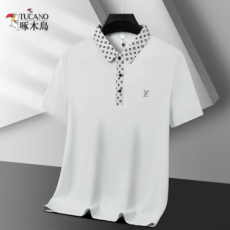 啄木鸟夏季爆款短袖POLO衫男冰丝速干T恤