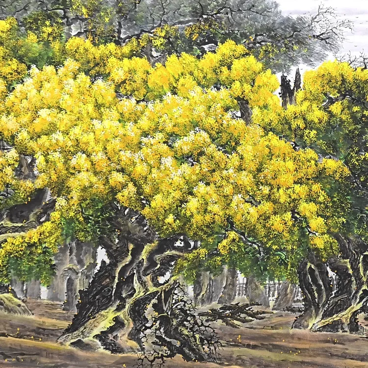 精品大丈二胡杨树4张 酒店公司总裁办公室大堂等装饰画