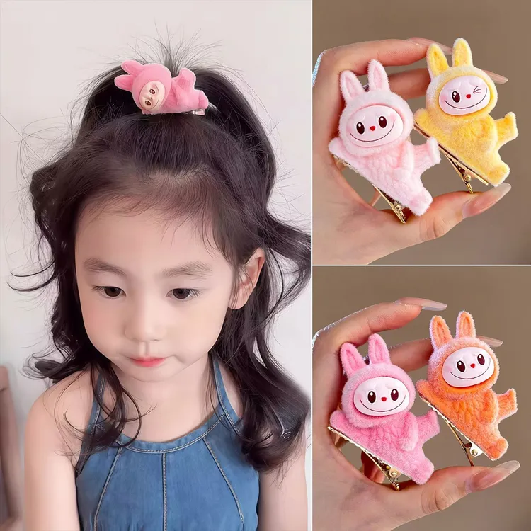 新款拉布布小公仔发夹可爱2025少女侧边刘海鸭嘴卡通发饰批发部