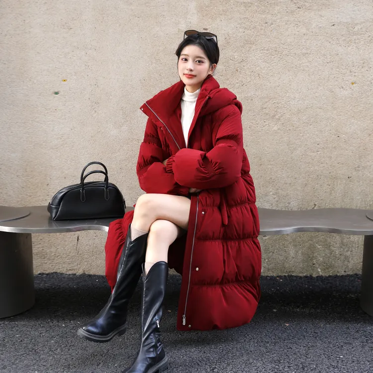 保暖百搭时尚简约冬季连帽韩版长款潮流女士羽绒服1255