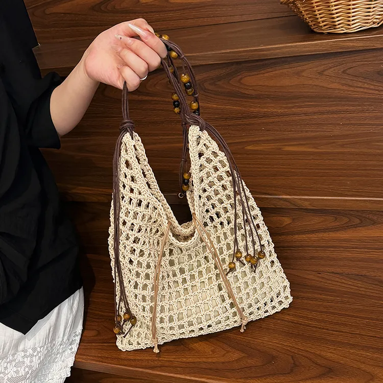 PARACVTOU/帕卡图度假风草编托特包镂空包女单肩手提大包大容量