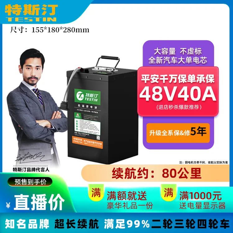 Testin/特斯汀48V宁德时代三元锂大单体锂电池摩托车电瓶