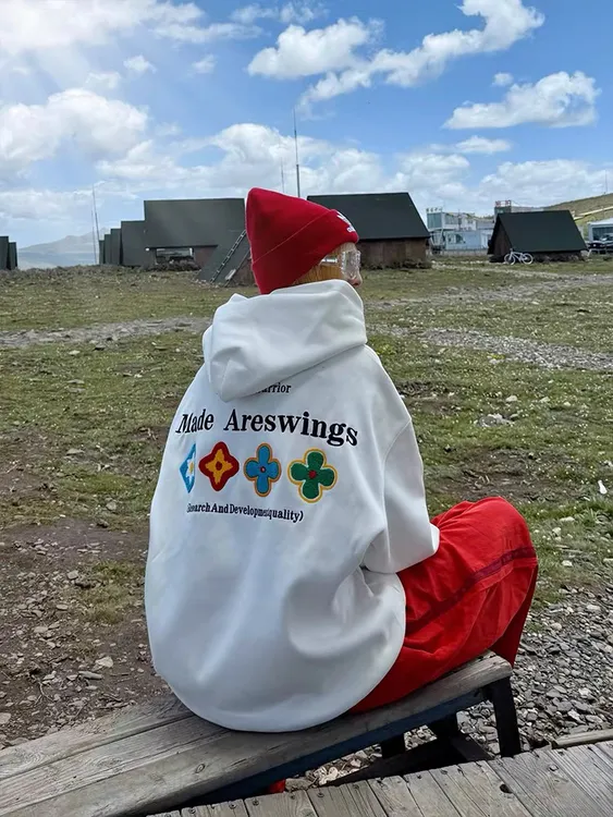 XKSHUO美式复古四时花刺绣连帽卫衣男女秋冬宽松休闲情侣帽衫上衣