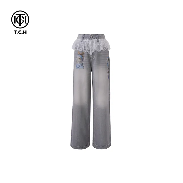 TCH服饰2025春季新款烫钻时尚休闲百搭长裤T750E5100