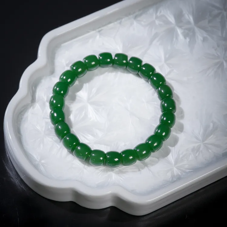 【诗蓉】凝翠·典藏级和田玉老料手串AS1716珠径约9mm