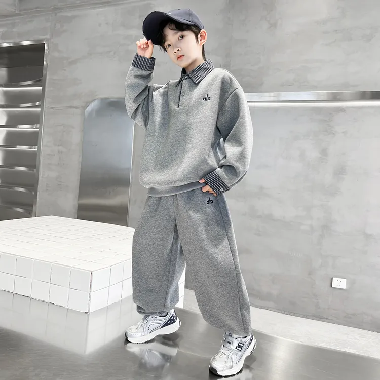 男童秋装polo衫卫衣套装2026新款中大儿童春秋季时髦运动服帅气潮