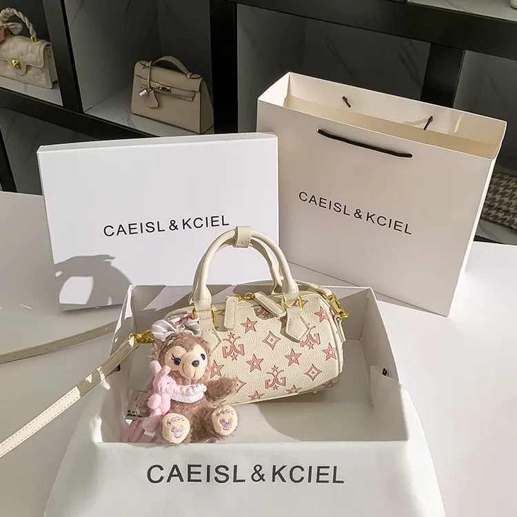 CAEISL&KCIEL女包小众设计压花波士顿枕头包女夏2025年流行女包