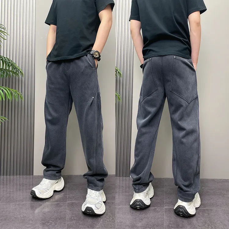 2025秋季新款青年男士黑色直筒长裤潮流韩版宽松时尚牛仔休闲裤男