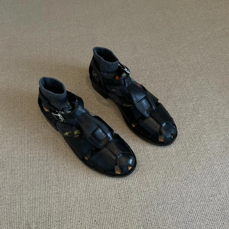 【cufk官方正品】法式复古风时尚简约女外穿包头鞋粗跟时尚百搭软底