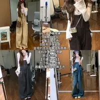 【私服背带裤】重工脏染水洗休闲美式工装阔腿裤宽松裤子女2295