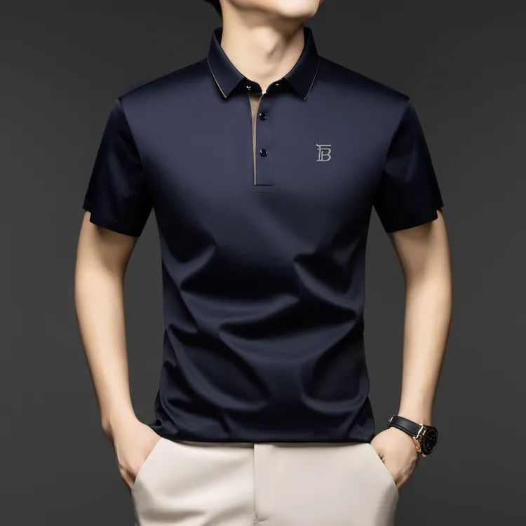 奥莱撤柜【专柜正品】夏季桑蚕丝短袖t恤男高档商务休闲无痕POLO衫