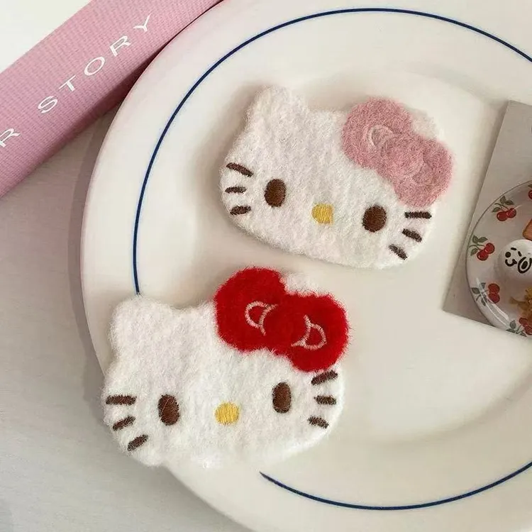 可爱凯蒂猫无痕刘海魔术贴甜美少女侧边碎发贴学生秋冬毛绒发饰女