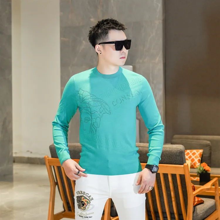轻奢男装2025秋季新品针织衫男长袖圆领毛衣打底衫休闲装GL55021