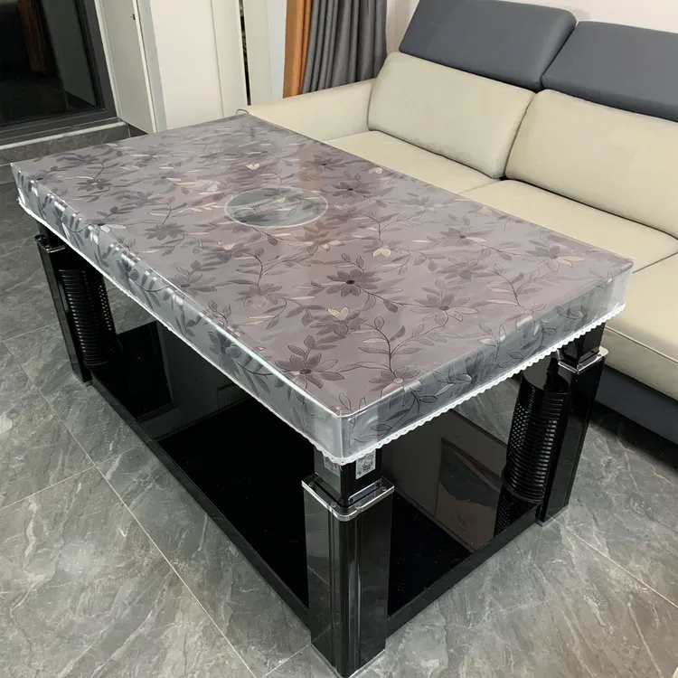 防水防油烤火桌罩电炉罩胶皮透明桌垫圆孔茶几电暖炉取暖桌保护垫