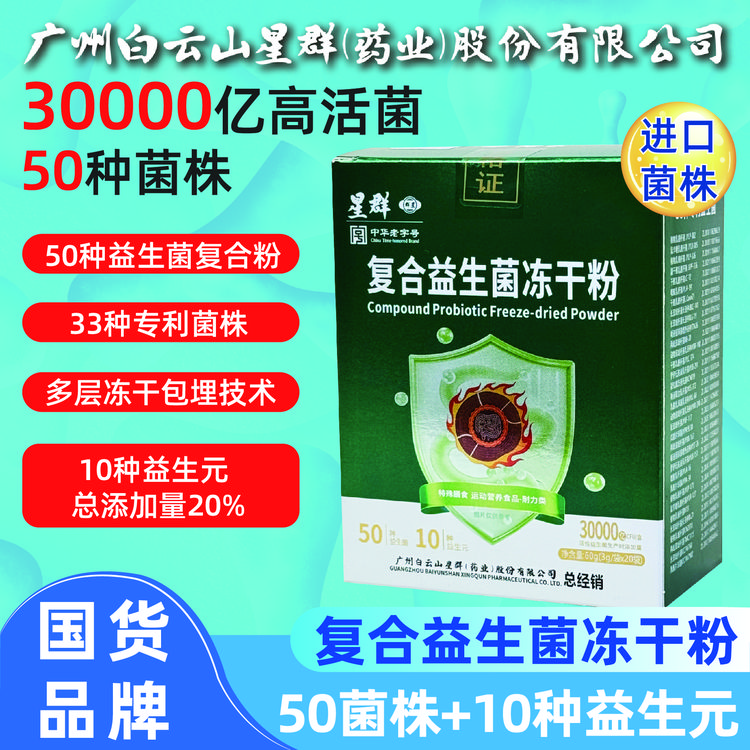 【到手6盒120袋】高活性复合益生菌冻干粉含50种菌株广州白云星群商品图