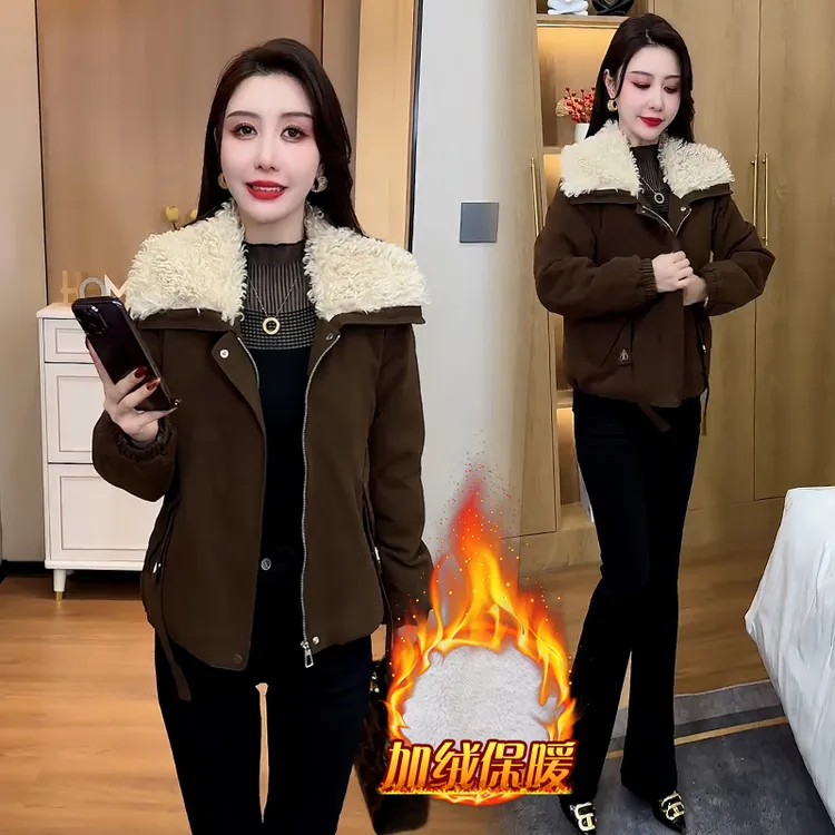 高含棉美式复古高级感短外套女2025冬季新款加厚保暖小众百搭上衣