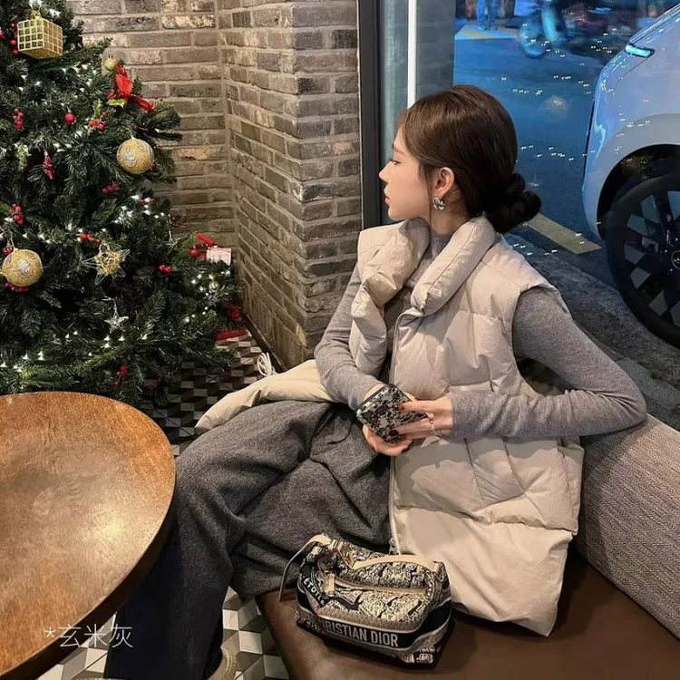 韩版立领保暖棉服马甲女装2025冬季宽松休闲百搭圆领无袖坎肩外套