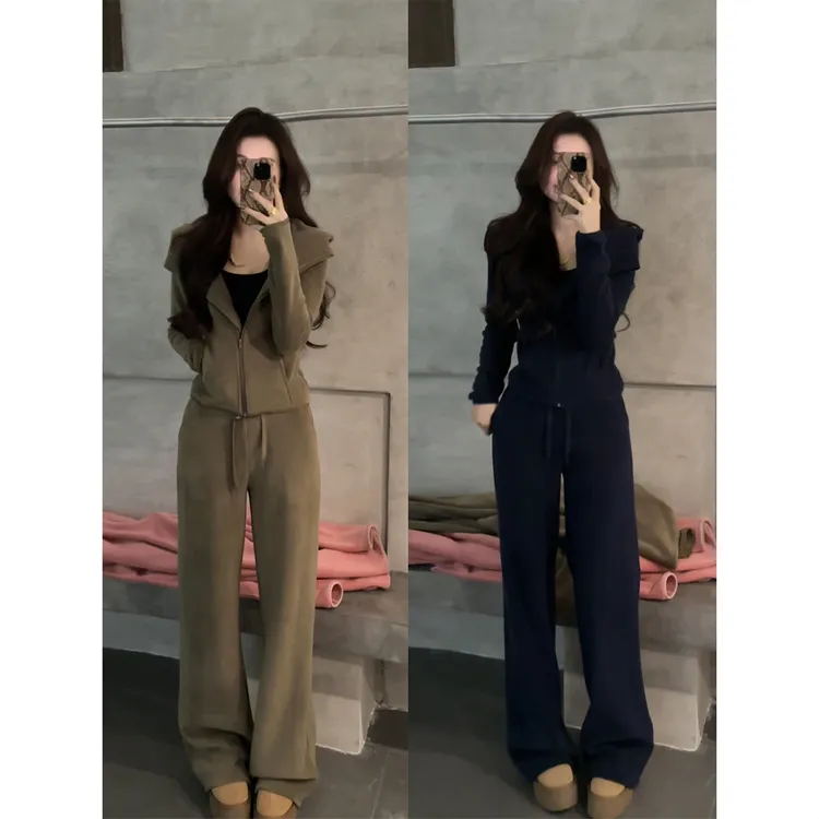 【大婷婷】 冬季新款慵懒休闲时尚套装抽绳加厚百搭两件套DT1771