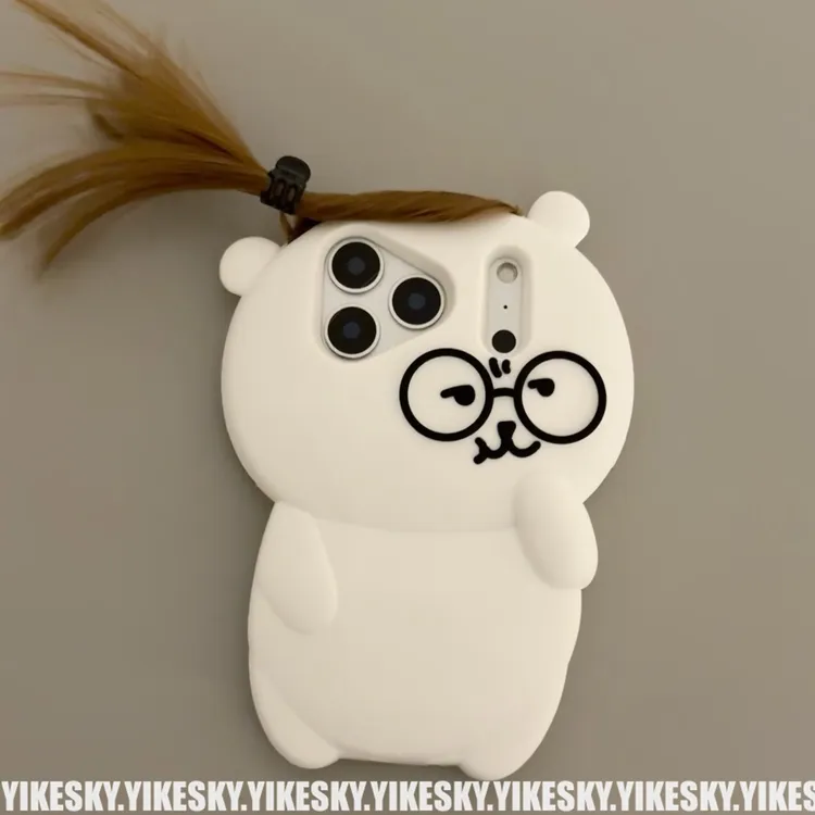 立体刘海头发自嘲熊苹果17promax手机壳iPhone16151413硅胶14pro