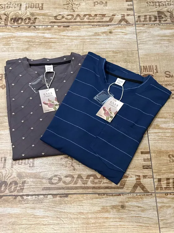 男士薄款100%纯棉印花家居服套装四季