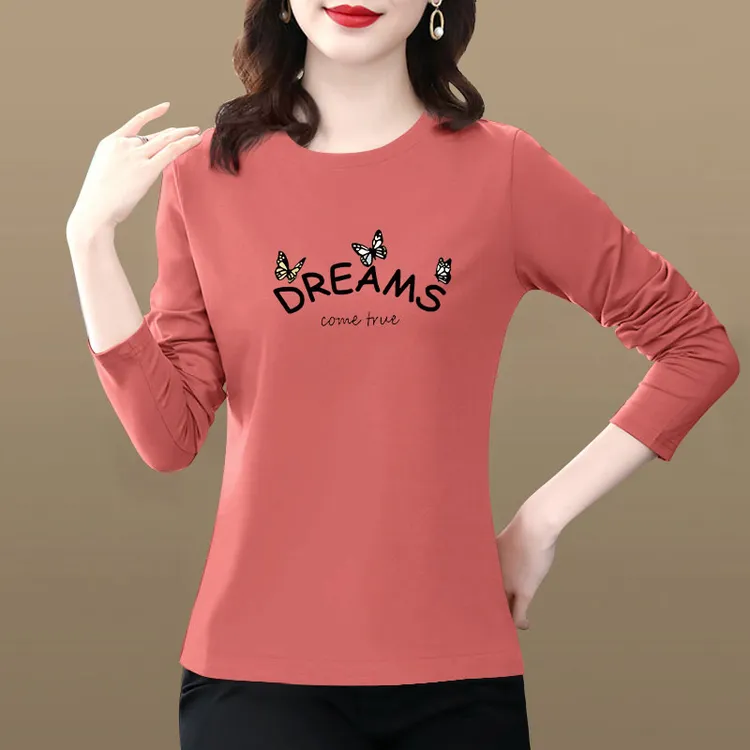 洋气衣服女长袖纯棉t恤秋装女款爆款2025新款打底衫女士气质上衣