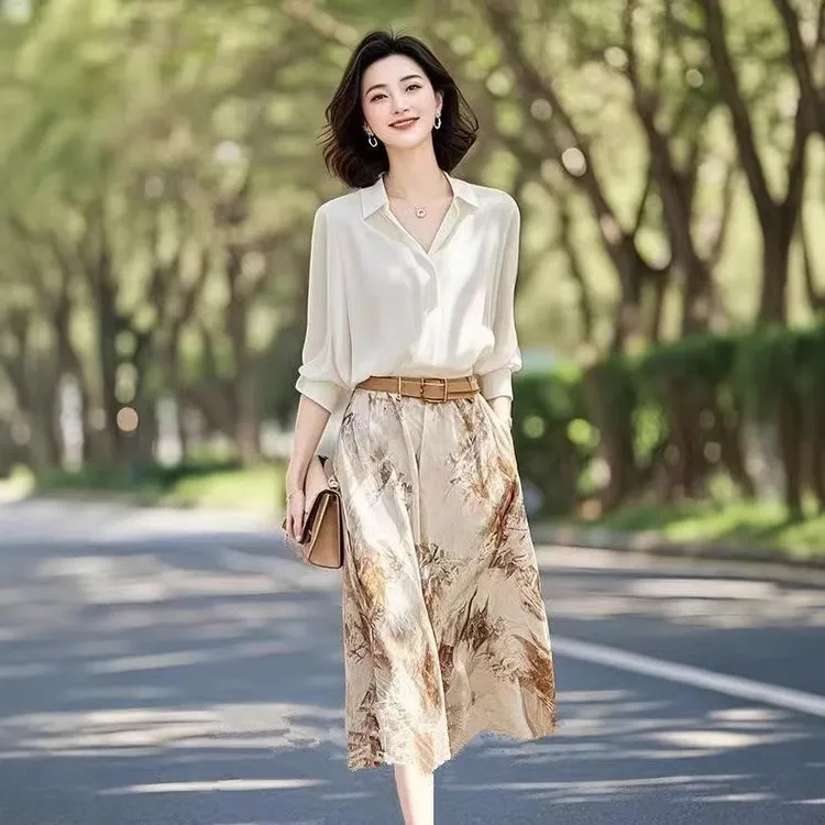 春秋季搭配韩系风格松弛感穿搭一整套高级感气质休闲两件套装裙子