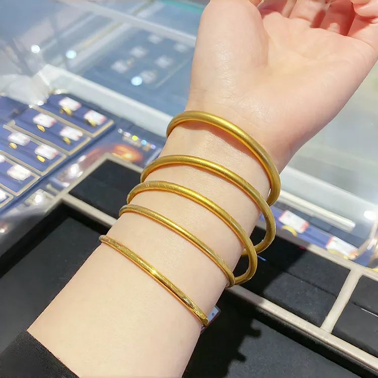 铜合金手镯 古法传承手镯女金色素圈手环仿真镯子久不掉色百搭